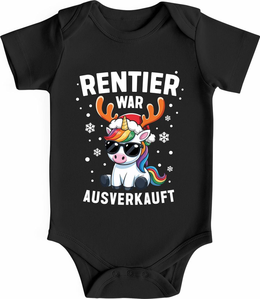 Baby Body kurzarm Weihnachten Spruch Rentier Einhorn Schaf Ente Katze Design für Mädchen & Jungen Baumwolle XMAS Outfit MoonWorks