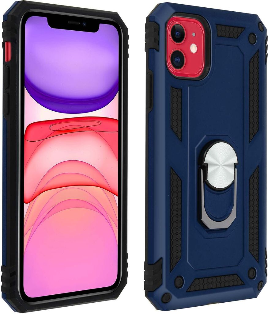 Avizar, Hybrid Handyhülle mit Ring Halterung für Apple iPhone 11, Dunkelblau