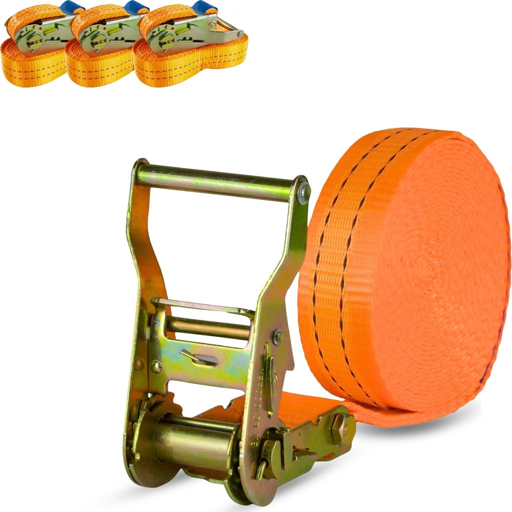 Safetytex 4x Spanngurt 6 Meter 35mm 2000kg einteilig LKW Anhänger Zurrgurt orange