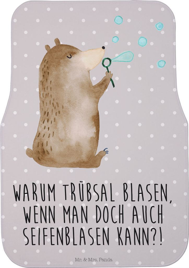 Mr. & Mrs. Panda Automatte Bär Seifenblasen - Grau Pastell - Geschenk, Lustig Sein Glücklich Traurig Happy, Auto-Fußmatte, Fußmatte Auto, Teddy...