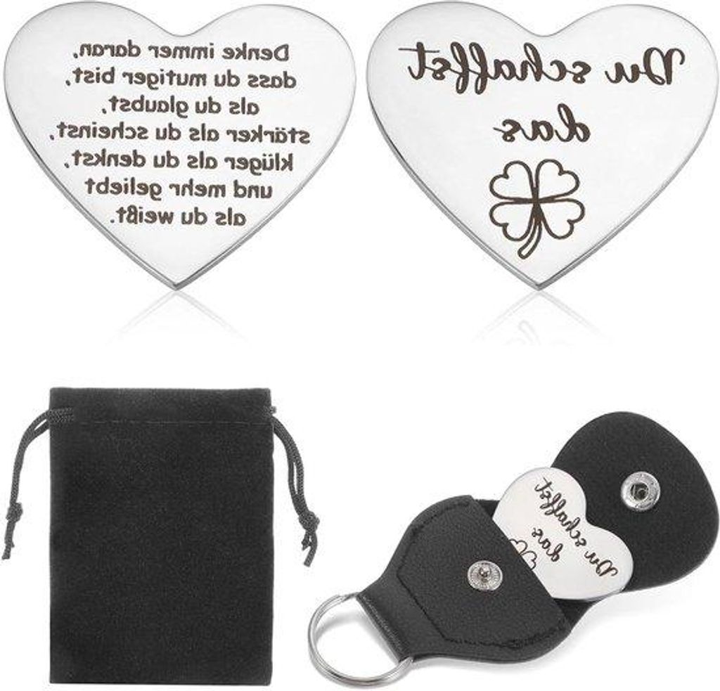 Geluksbrenger van roestvrij staal met dubbelzijdig klaverblad - Ideale Geschenkidee für den ersten Schultag - Glücksbringer für viel Glück - Au...
