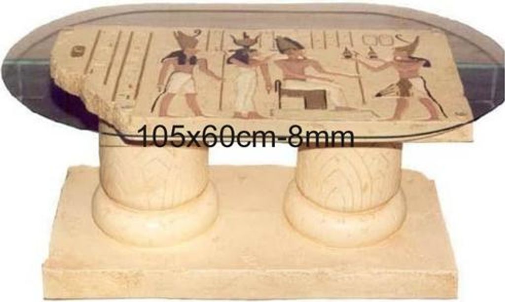 Ägyptische Couchtisch Glastisch Tische Säulen Statuen Figuren Neu Beistelltisch