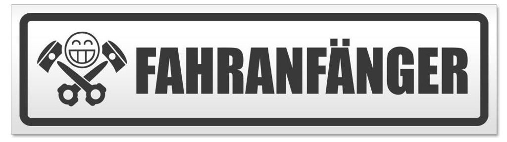 Kiwistar - Autoaufkleber - Dunkelgrau - 20 x 5,3 cm - Fahranfänger Kolbenschädel - Hinweis Aufkleber Sticker für Auto, Kfz, Fahrrad, PKW, LKW