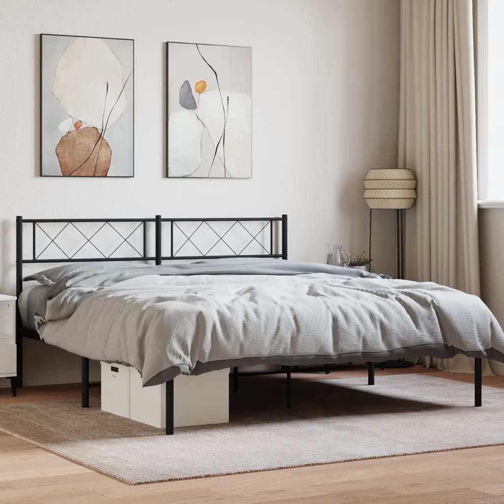 Maison Exclusive - Bettgestell mit Kopfteil Metall Schwarz 120x190 cm