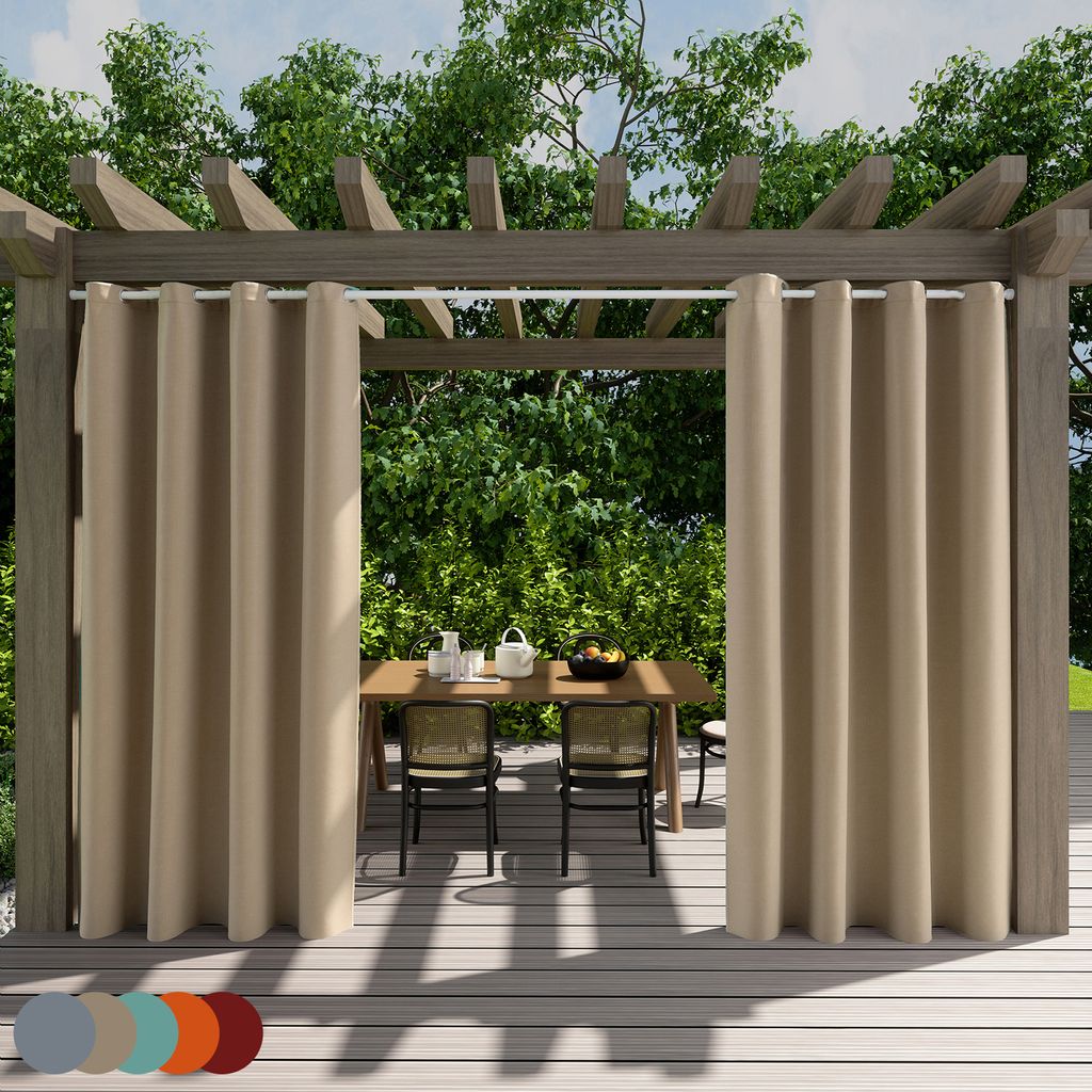 Outdoorvorhänge Wasserdicht,Oxford Vorhänge Blickdicht mit ösen,Vorhang Terrasse für Balkon Pavillon 1 Stück(Braun 132x243cm)