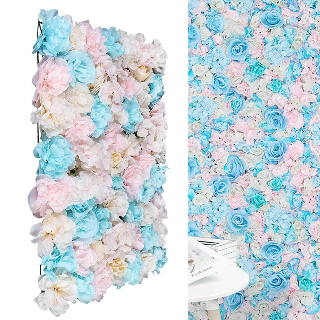 Fleurs en soie artificielle mur de fleurs 12 pièces multicolore 3D