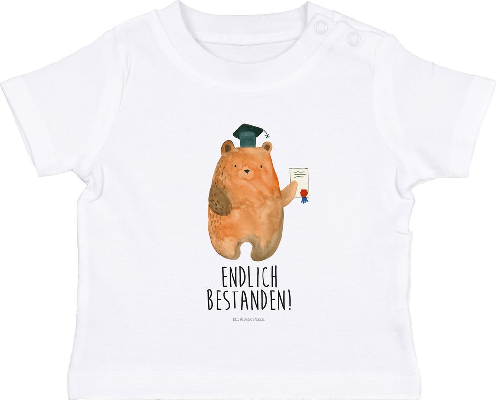 Mr. & Mrs. Panda T-Shirt Bär Prüfung 6. - 12. Monat - Weiß - Geschenk, Babyshirt, Baby Shirt, Teddy, Bestanden, Oberteil, Kleinkind, Abschlussze...