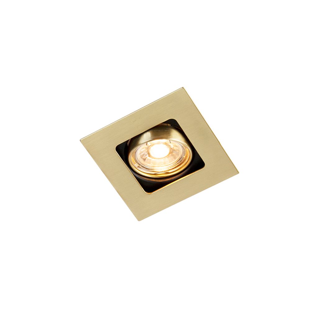 QAZQA - Art Deco Quadratischer Einbaupunkt Gold I Messing I Messing drehbar und kippbar - Artemis I Wohnzimmer I Schlafzimmer - Stahl Quadratisch -...