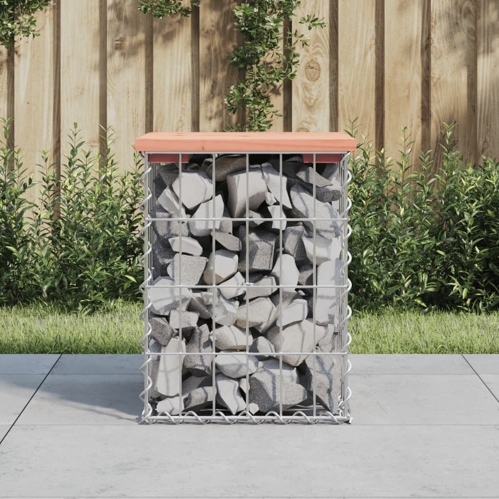The Living Store Gartenbank aus Gabionen 33x31x42 cm Massivholz Douglasie