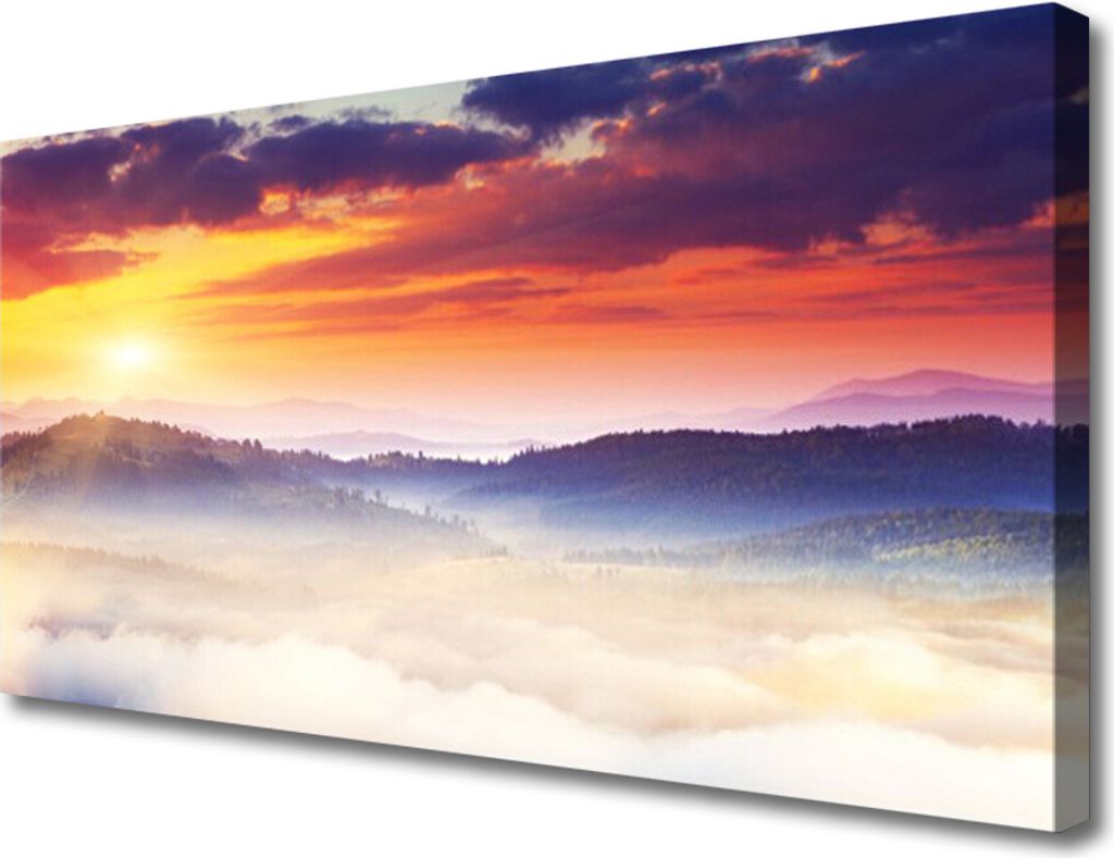 Tulup Leinwand-Bilder 100x50 Wandbild Canvas Kunstdruck Gebirge Sonne Landschaft