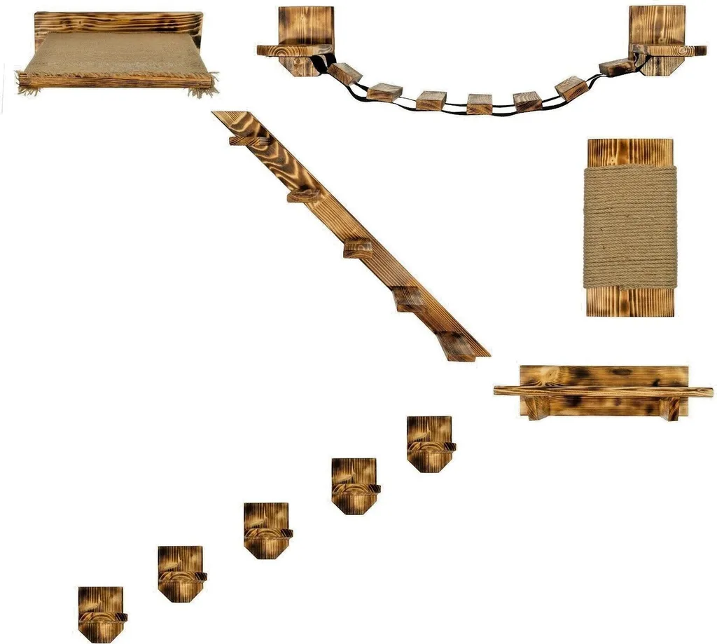Chaise longue murale pour chat 10293 - Aménagement mural flammé