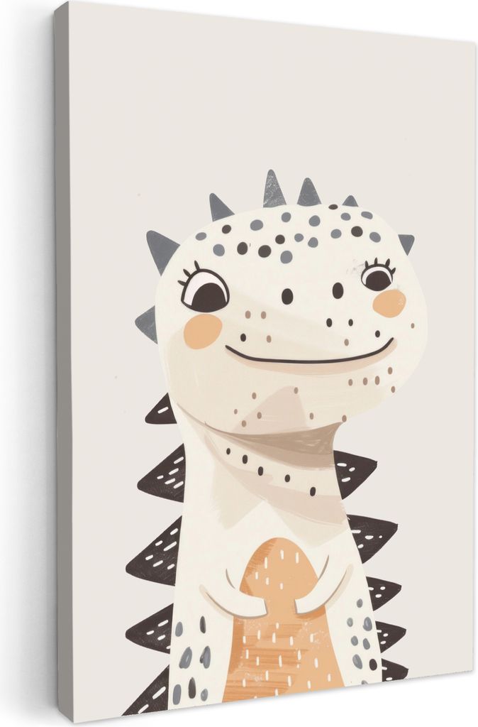 Leinwand Bilder 40x60 cm - Kinder Beige - Dinosaurier, Bilder Wohnzimmer Modern, Wanddeko