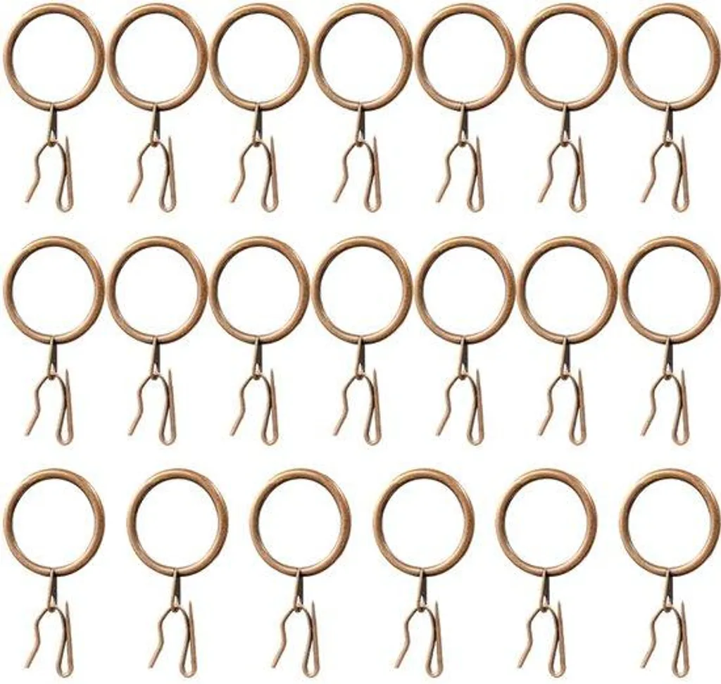 Lot de 20 crochets de rideaux en métal brun rouille pour anneaux
