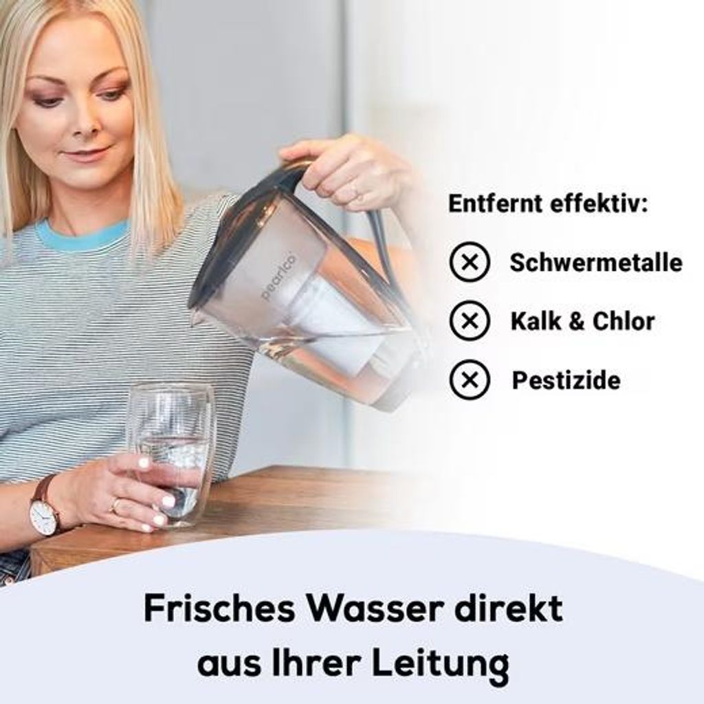 perlopur Glas-Wasserfilter weiß, 2 L, inkl. 1 Produktbild 
