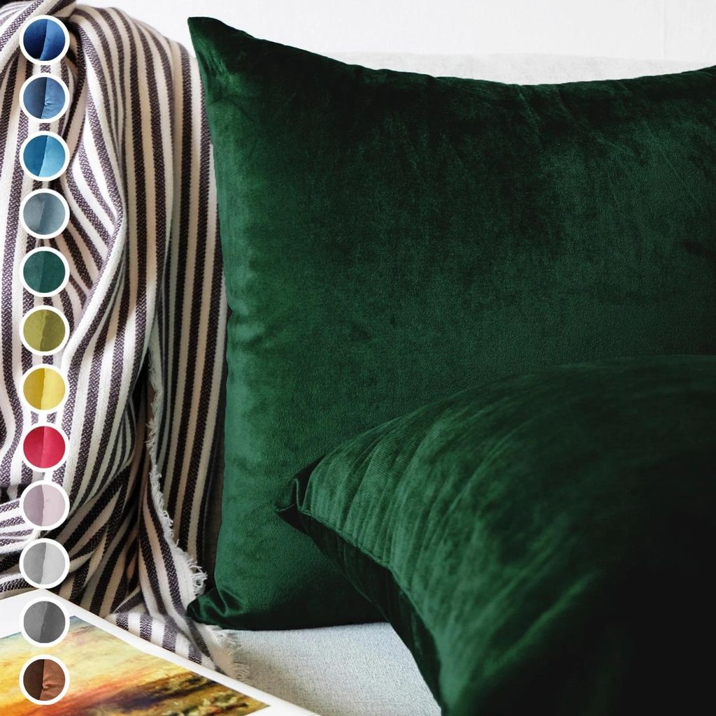 Lionmood Premium Samt Kissenbezug Dunkelgrün 45x45cm -1er- Produktbild 