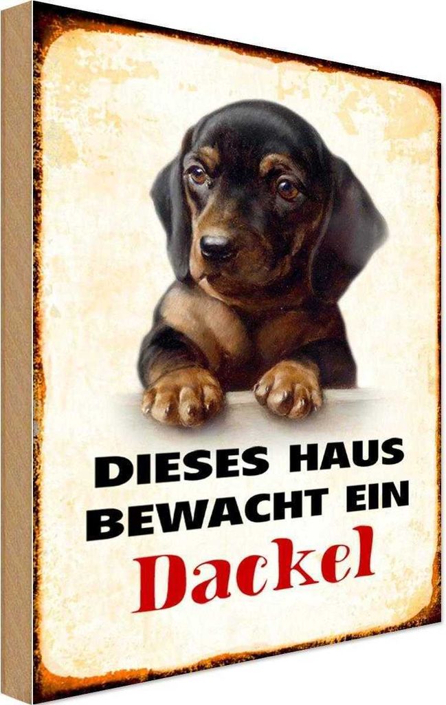 vianmo Holzschild 18x12 cm Hund dieses Haus bewacht ein Dackel Tier Haustier
