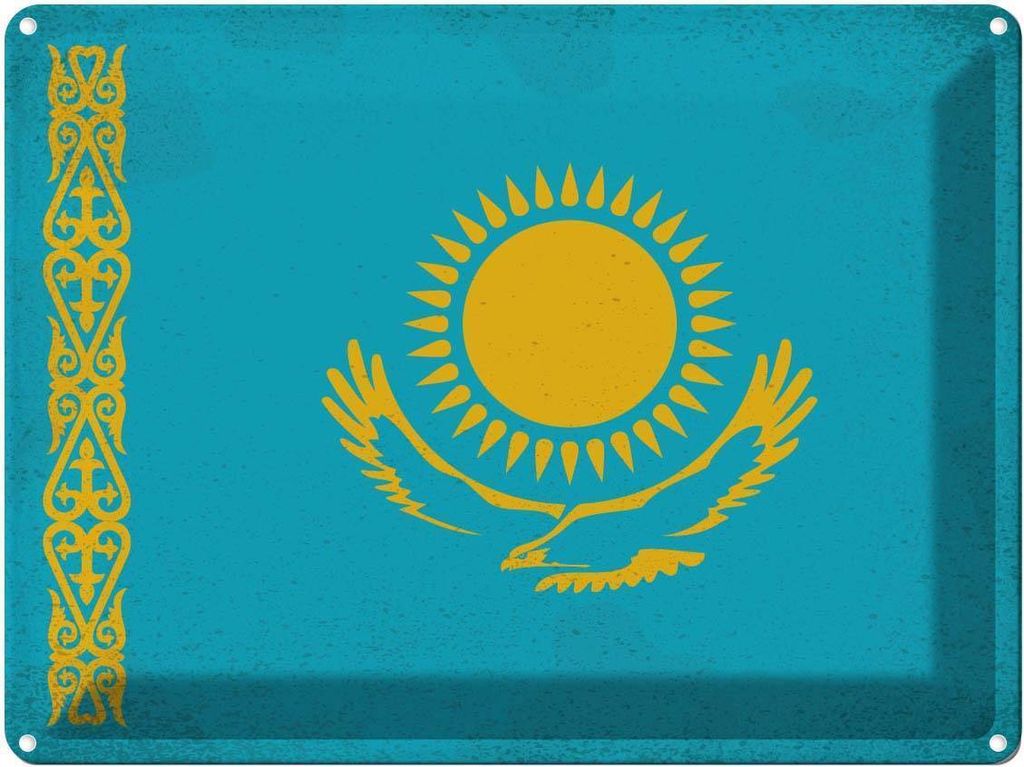 vianmo Blechschild 30x40 cm Kasachstan Kazakhstan Flagge Fahne Wappen