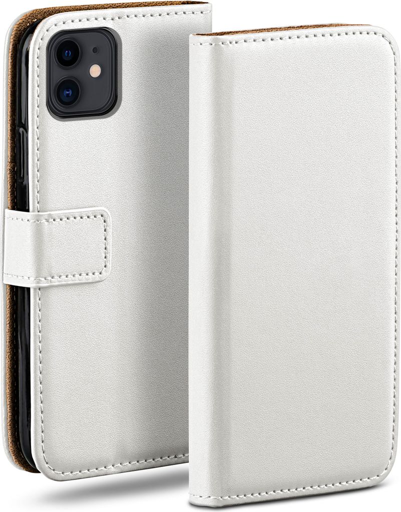 moex Book Case kompatibel mit Apple iPhone 11 - Hülle 360 Grad klappbar, Weiß