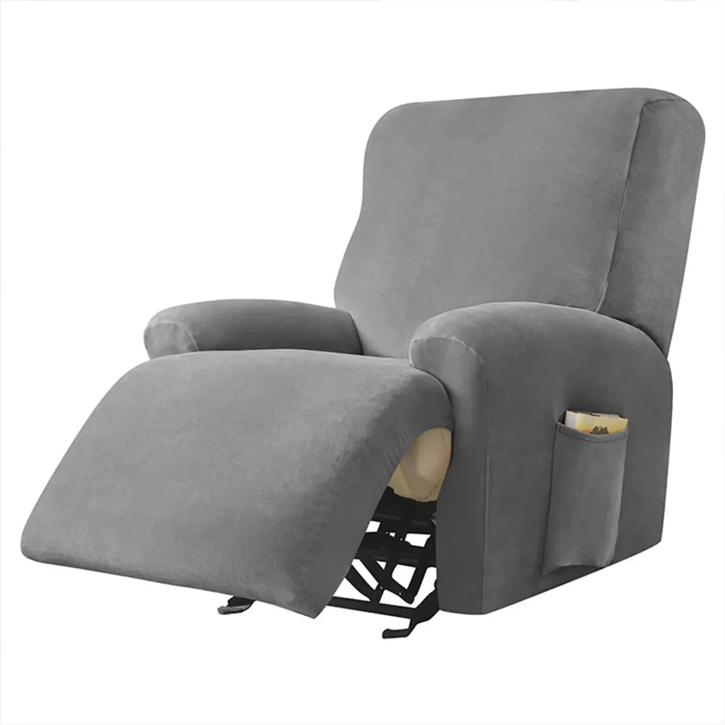 Copripoltrona Relax in Velluto Grigio Scuro 4 Pezzi per Animali