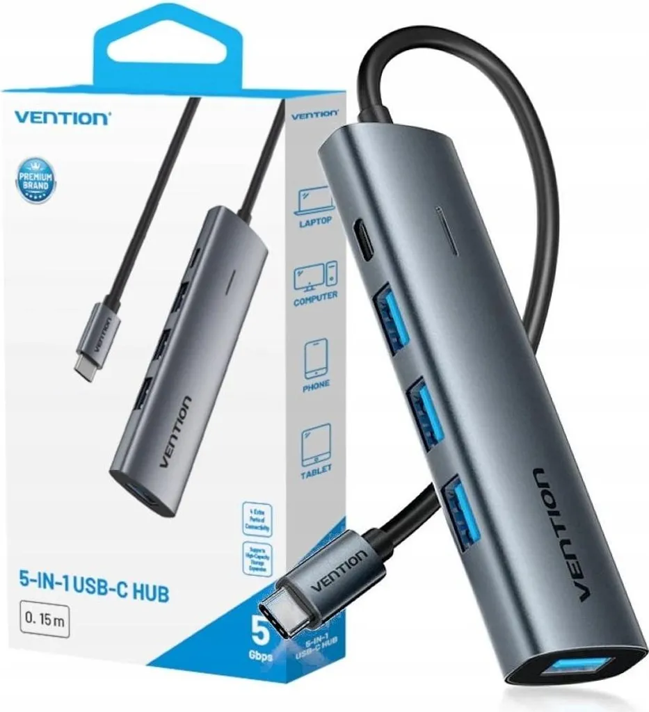 Hub Vention 5 in 1 USB C | Offerta Esclusiva USB 3.0 e 100W PD