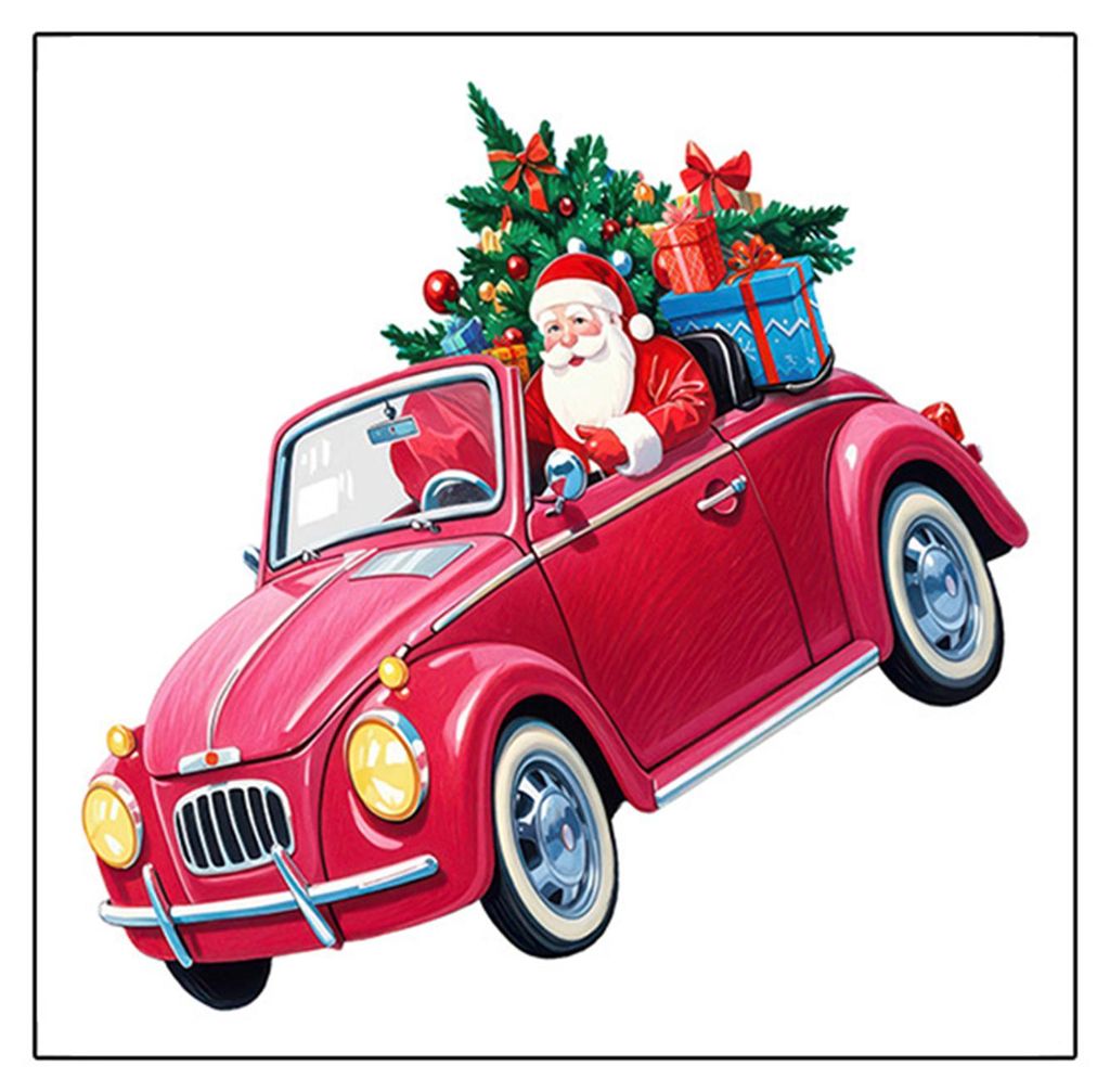 Fröhliche Weihnachten! Wasserfester, selbstklebender PVC-Toilettenaufkleber für Wohnzimmer, Badezimmer, Wand, Wand, Weihnachtsmann, Auto, Rentier...