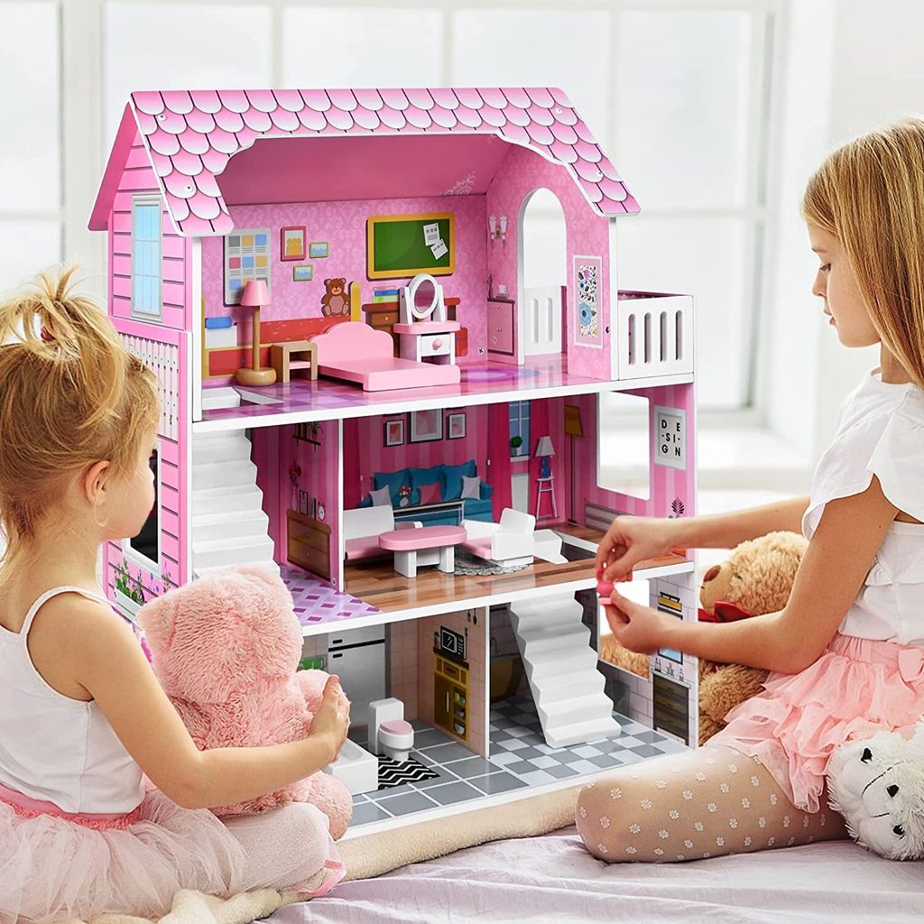 ACXIN Rosa Puppenhaus Holz Große Puppenvilla Mädchen Produktbild 7