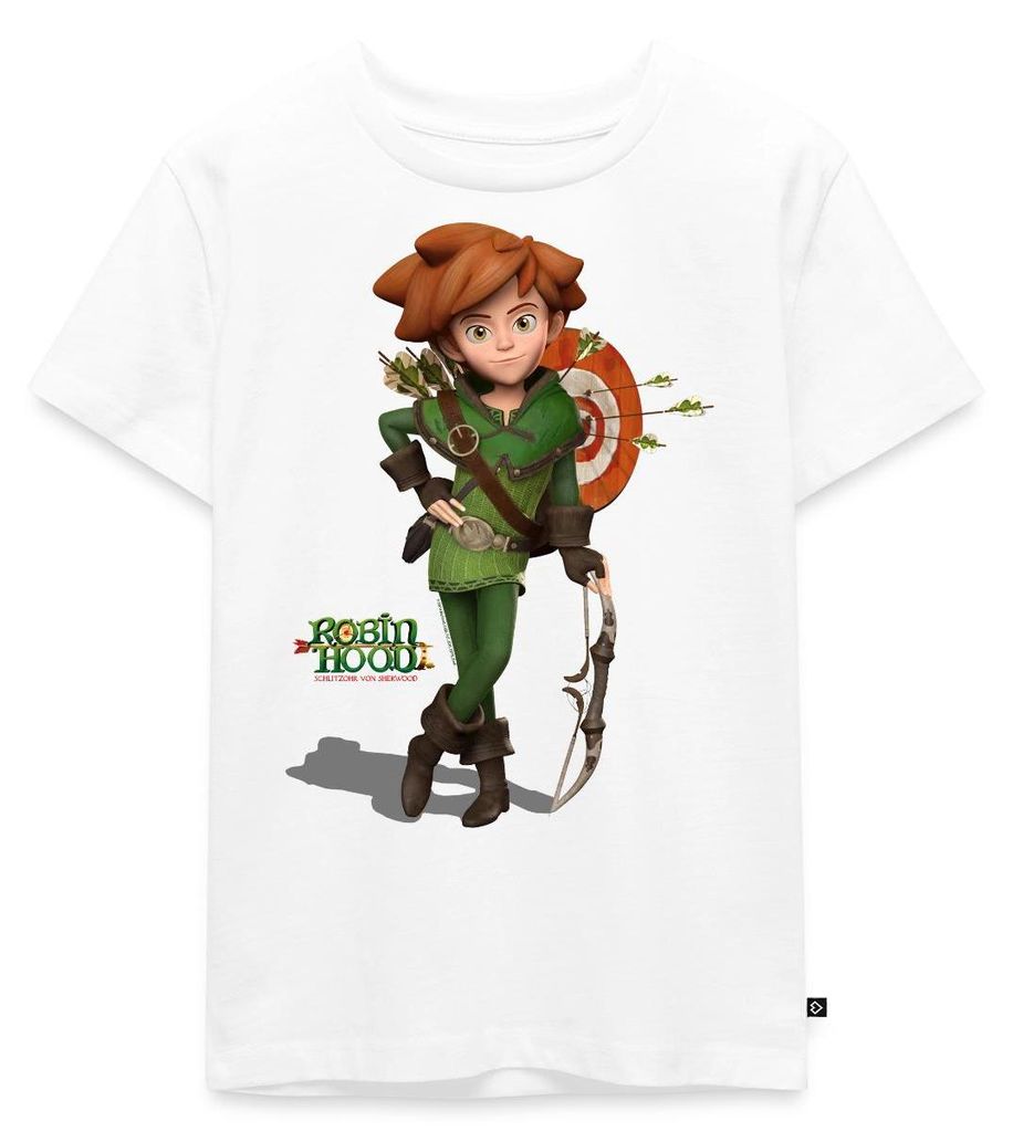 Spreadshirt Robin Hood Mit Pfeil Und Bogen Kinder Premium T-Shirt, 122/128 (6 Jahre), Weiß