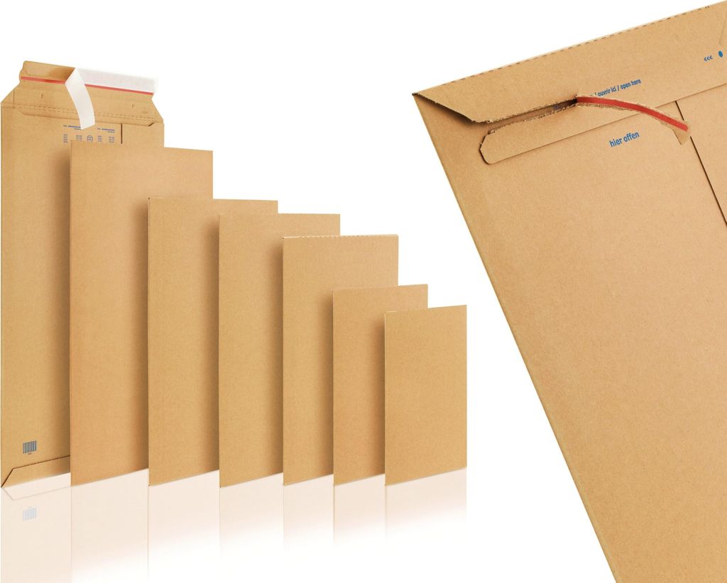 WPTrading - 50 Stück Wellpappe Versandtaschen DIN A4 270 x 390 mm (SW50) selbstklebend in Braun - Pappe Versandtasche aus Karton für Büchersendu...