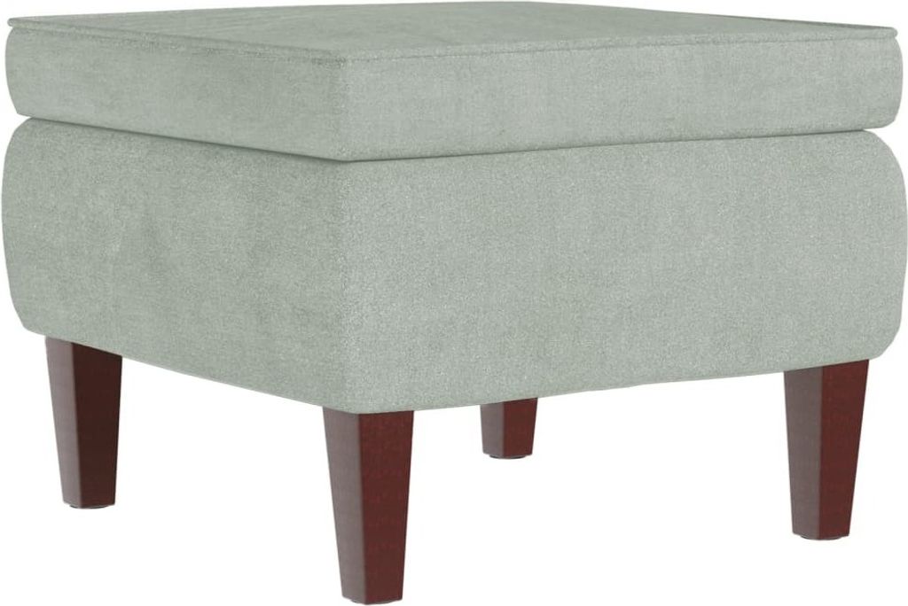 SYFAX Hocker mit Holzbeinen Hellgrau Samt