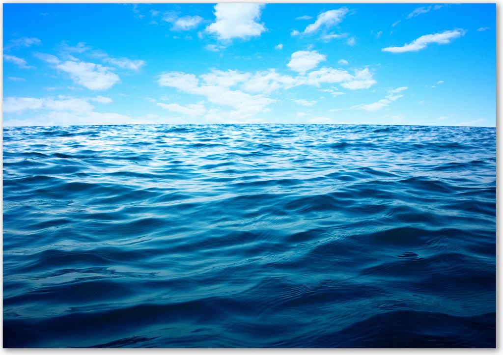 Tulup Glas-Bild - 100 x 70 - Wandbild aus Glas - Wandkunst - Wandbild hinter gehärtetem Sicherheitsglas - Landschaften - Meer Wasser - Blau