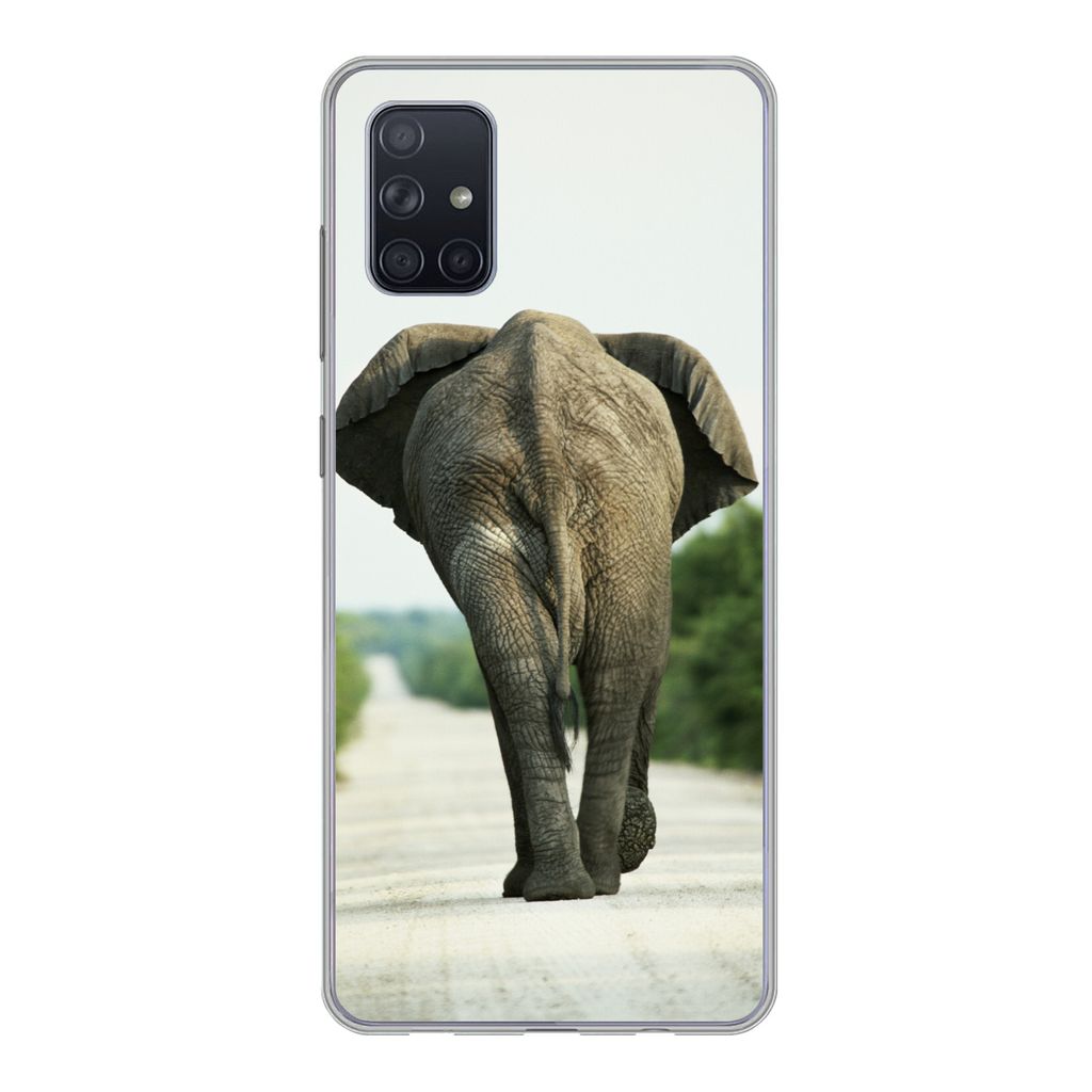MuchoWow Handyhülle Schutzhülle Hülle für Samsung Galaxy A71 Elefant - Kröte - Tiere - Natur Silikon Softcase Handy Hülle - Kartenbesitzer