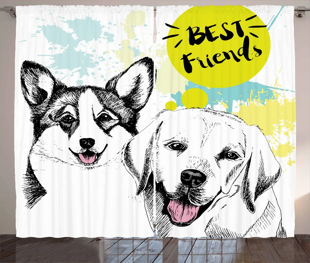 Tenda Rustica Labrador Best Friends - ABAKUHAUS 280x245 cm per Soggiorno