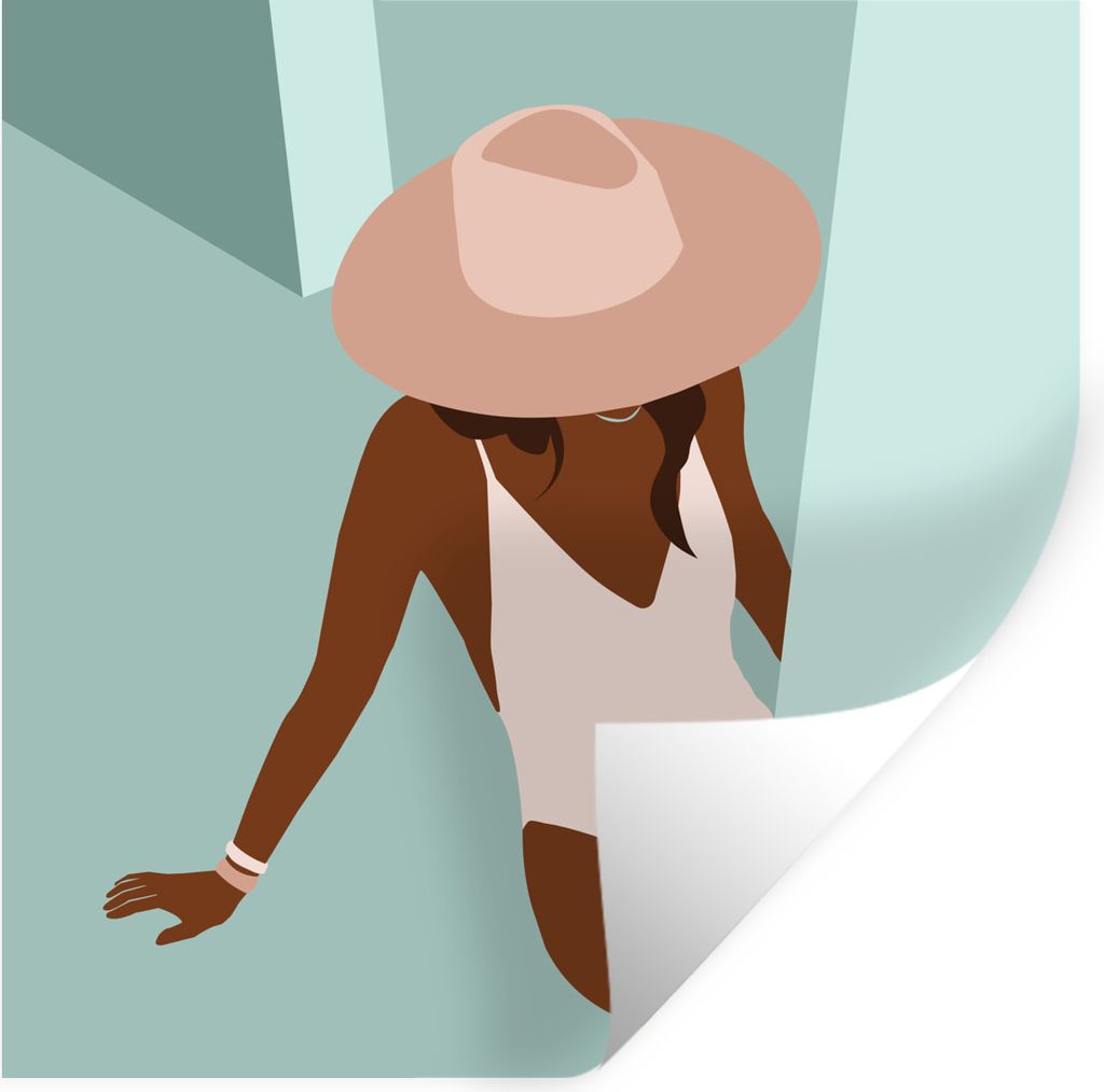 MuchoWow Wandtattoo Wandsticker Wandaufkleber Sommer - Frauen - Kleidung 50x50 cm Selbstklebend und Repositionierbar - Selbstklebend - Fototapeten