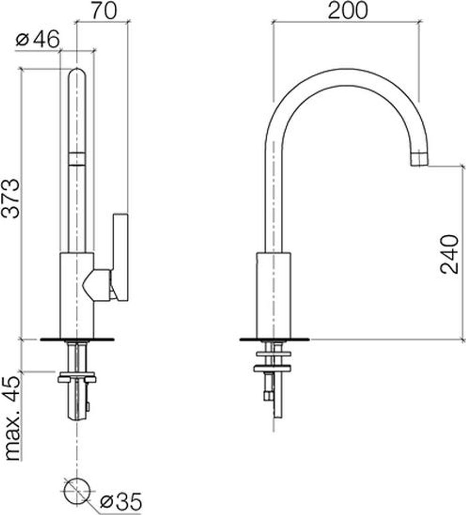 Dornbracht TARA ULTRA Einhebelmischer, Ausladung 201 mm, 33800875-08