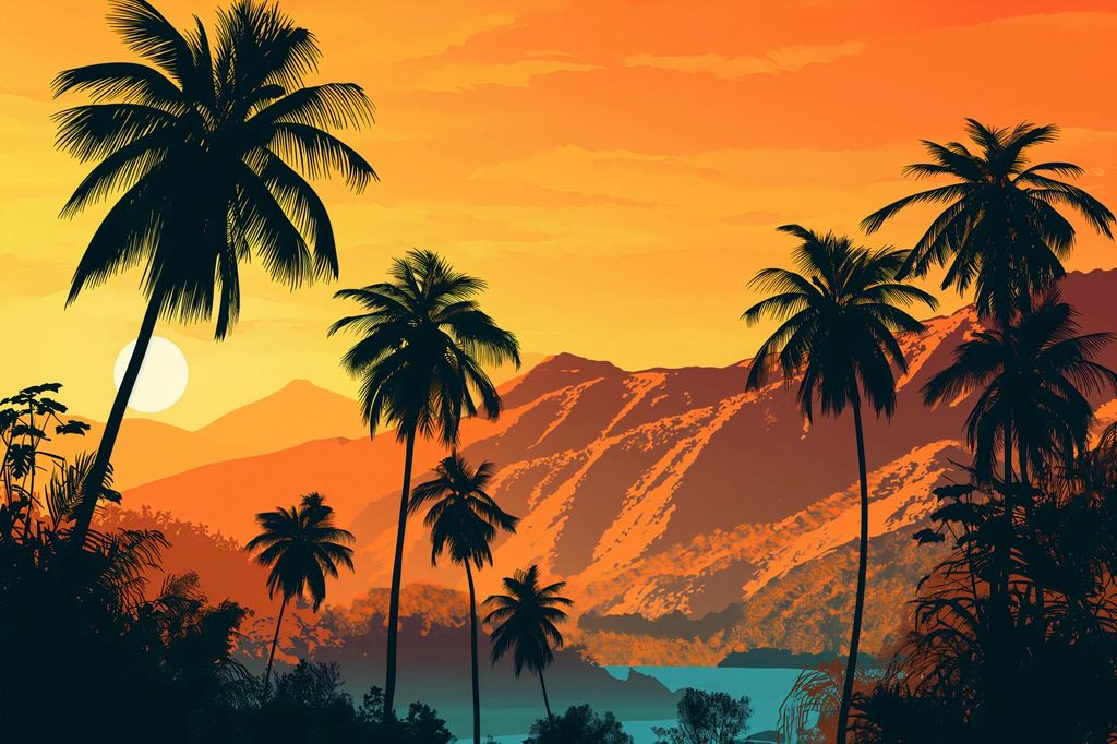 Plakat 60x40cm Sonnenuntergang auf den Inseln