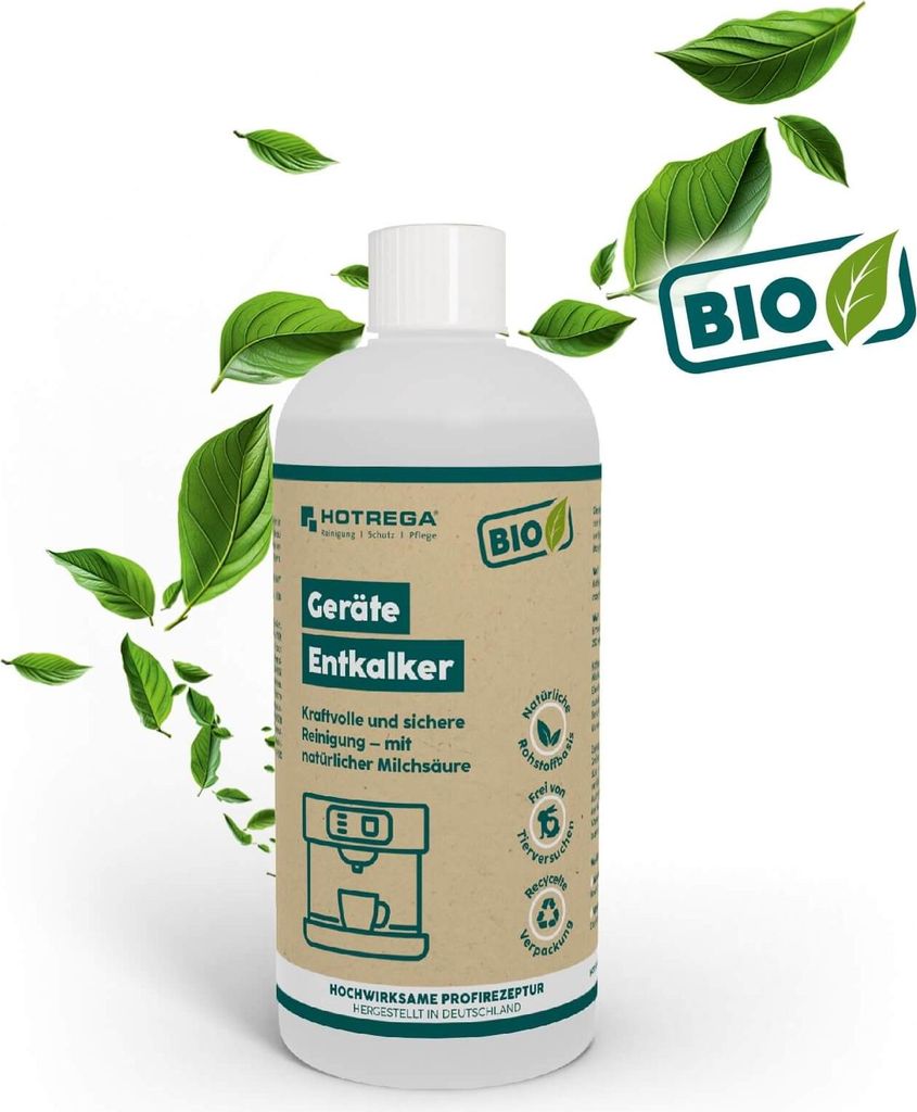 HOTREGA Geräte Entkalker 500ml Bioreiniger, Kalklöser, Kaffeemaschinen Kaffeevollautomat Entkalker