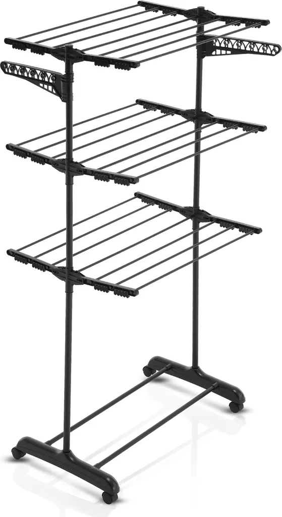 Meisterhome Séchoir à Linge Pliable Noir 18m - Tour de Séchage Intérieur