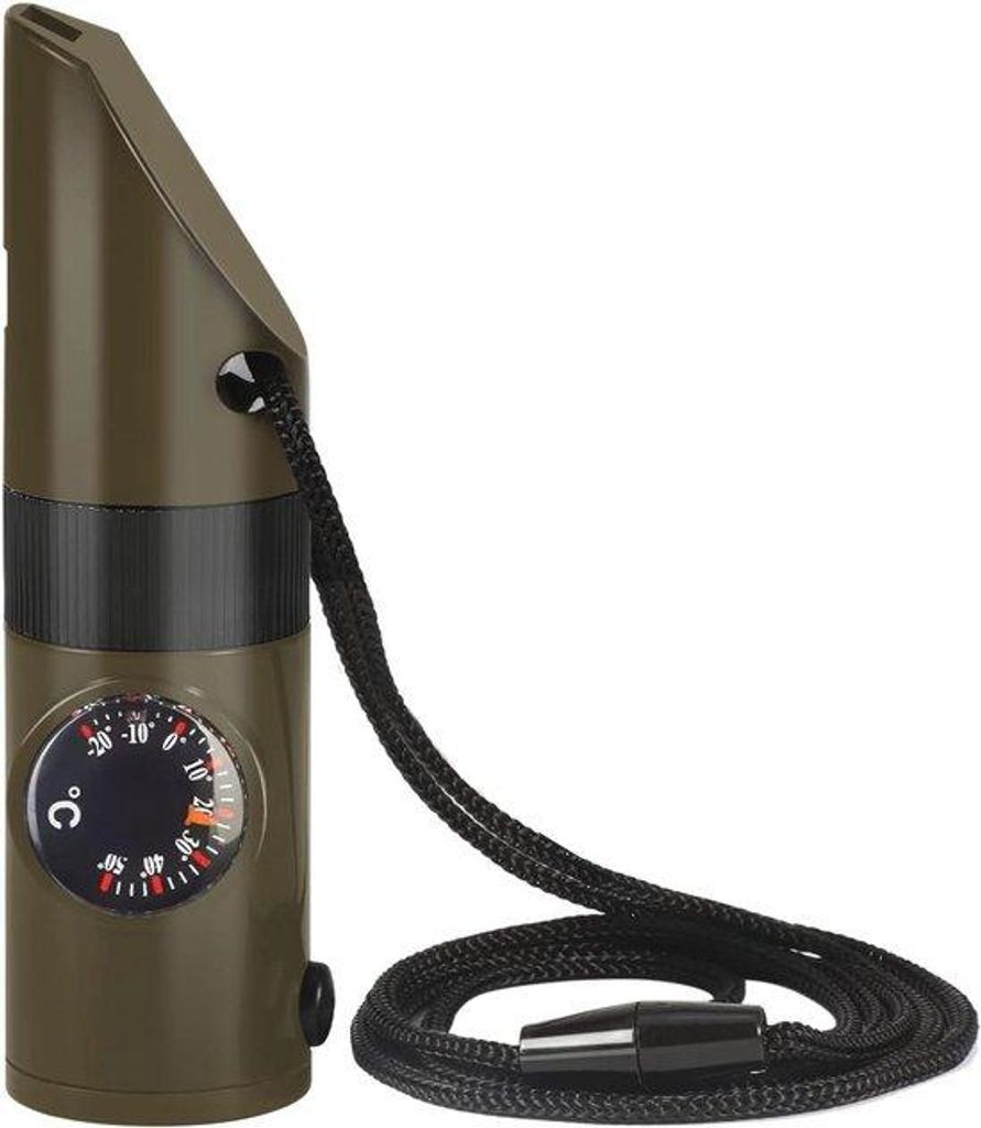 Überlebens-Set für Camping und Notfall – Mit Kompass, LED-Licht, Teleskop-Linse, Reflektoren, Thermometer und Spiegel