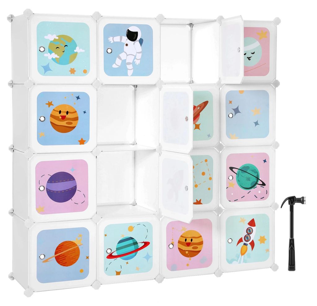 Modulares Würfelregal-System - Kleiderschrank/Schuhregal - Edelstahlrahmen - 10–25 Fächer - Für Spielzeug & Schuhe - Elfenbeinweiß