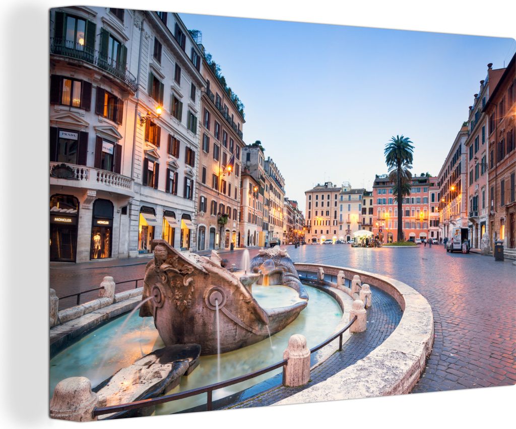 OneMillionCanvasses - Leinwandbilder - 140x90 cm, Springbrunnen - Rom - Platz, Wandbilder Kunstdruck Wanddekoration - Foto auf Leinwand - Gemäld...