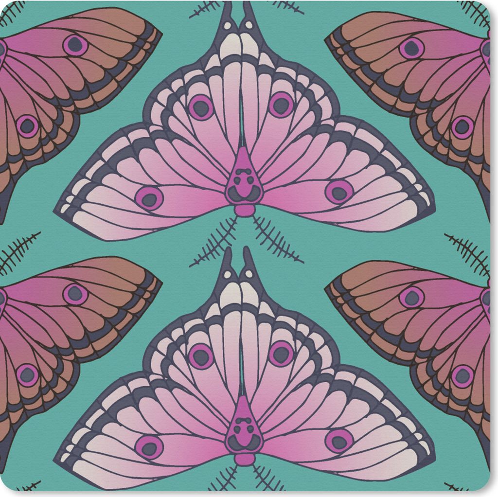 MuchoWow Mauspad Mousepad Mädchen - Motten - Insekten - Muster - Mädchen - Kinder - Kinder - Kinder - Mädchen 20x20 cm - Mousepads - Maus Mat ...