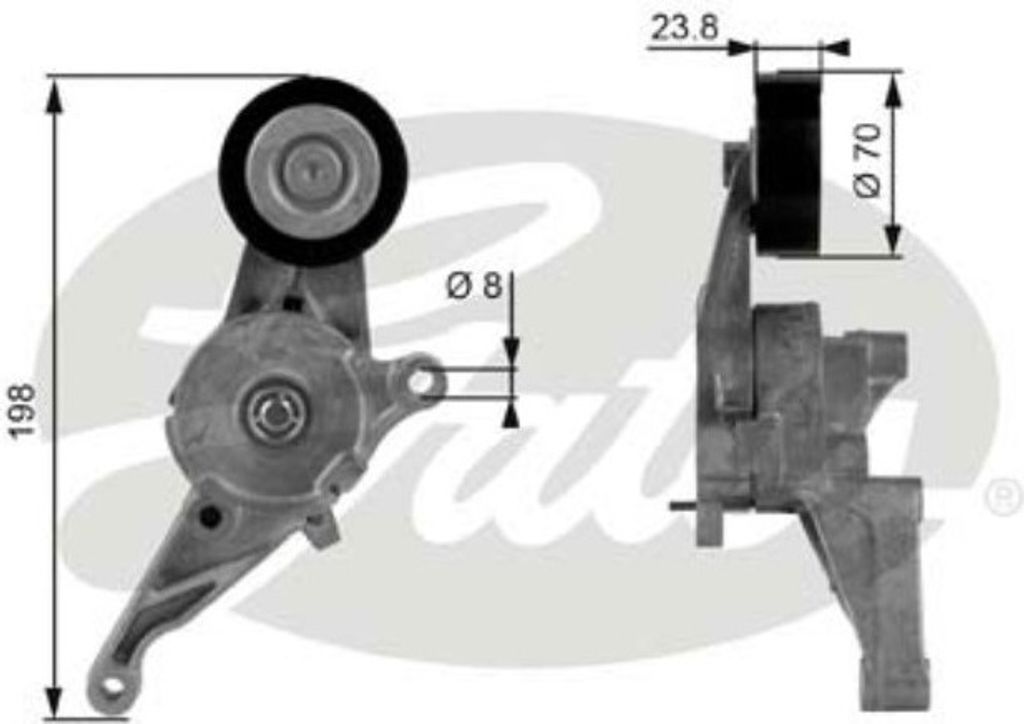 Gates Spannrolle für Keilrippenriemen für Audi A3 Ford Galaxy Seat Altea Skoda Superb VW T5