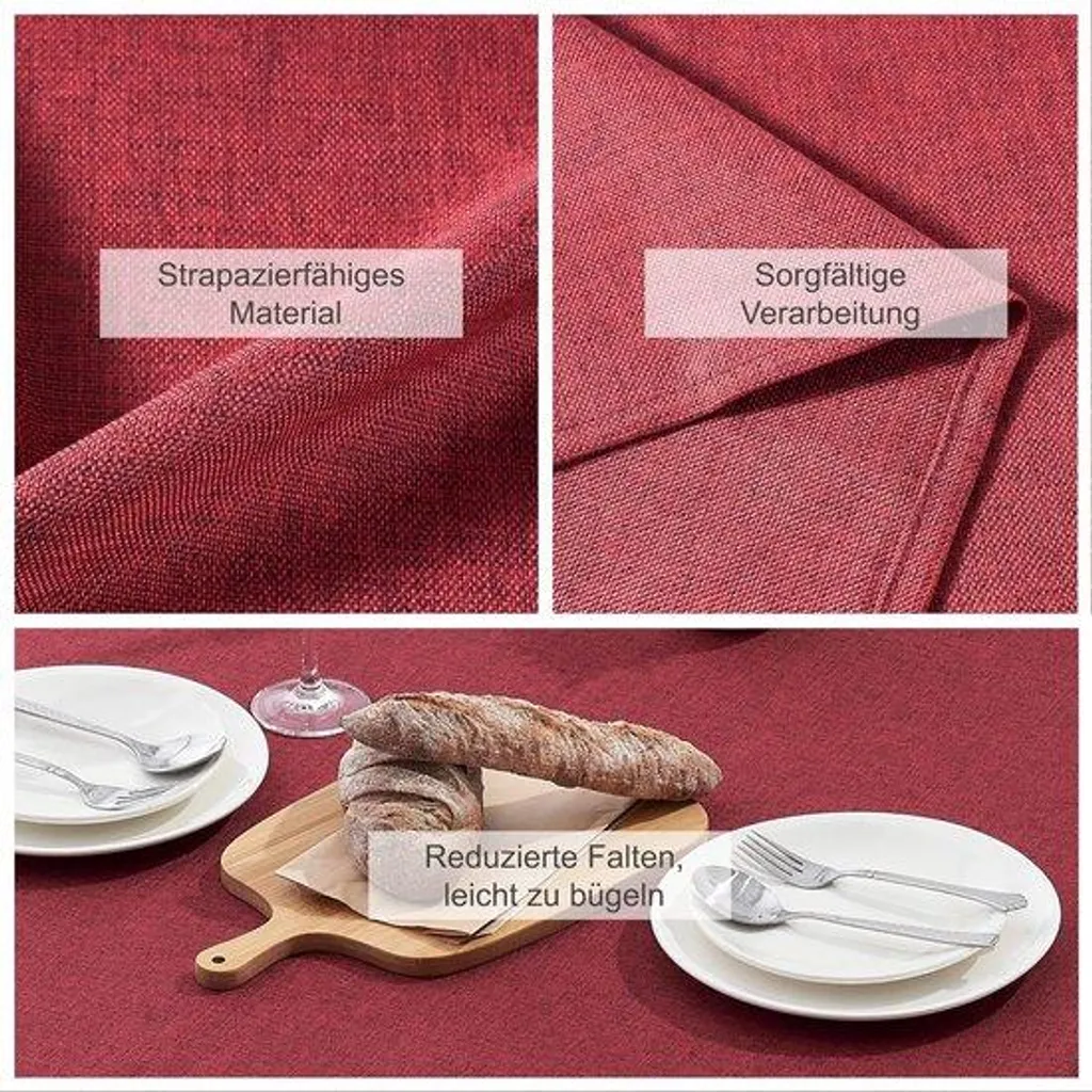 Nappe rouge lavable 90x90 cm en textile déperlant haute résistance