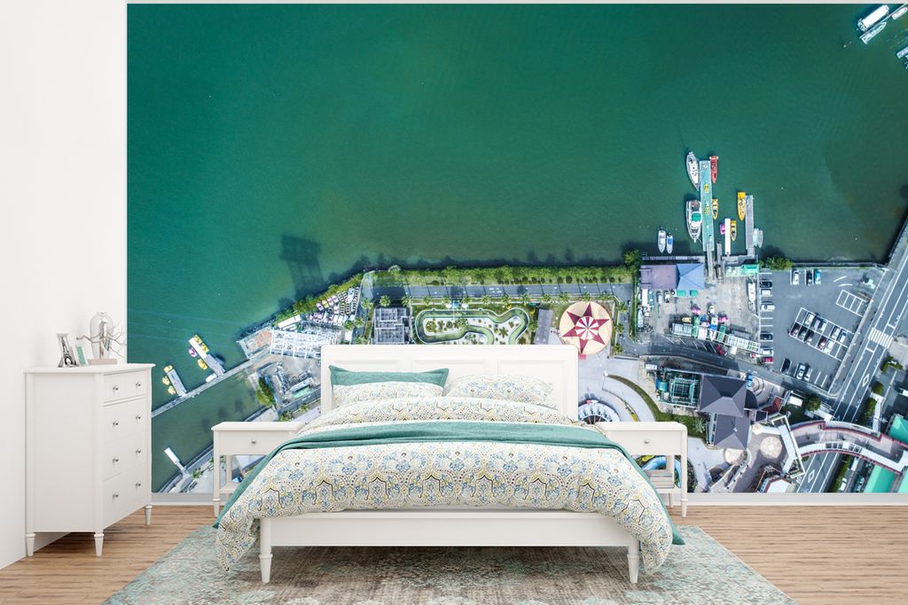 MuchoWow Fototapete für Wohnzimmer oder Schlafzimmer Wandtapete Vinyl Motivtapete Vergnügungspark aus der Vogelperspektive - 375x280 cm - Schla...
