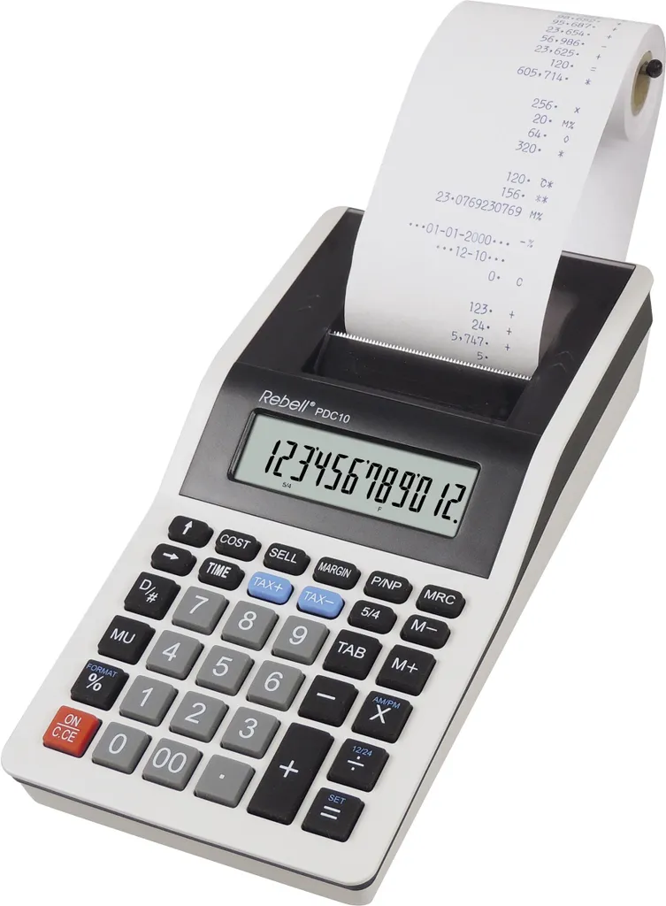 Calculatrice à impression thermique Rebell RE-PDC10 WB pour le bureau