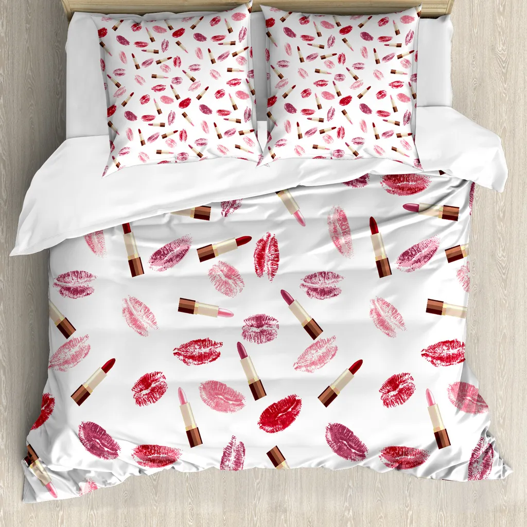 Housse de couette ABAKUHAUS Cosmétiques bordeaux et rose 200x200 cm