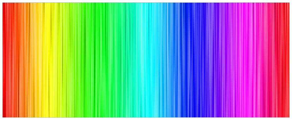 Wallario Premium Glasbild, freischwebende Optik, kräftige Farben, Größe 125 x 50 cm Motiv Regenbogenmuster - Farben rot, gelb, grün, blau, pink...