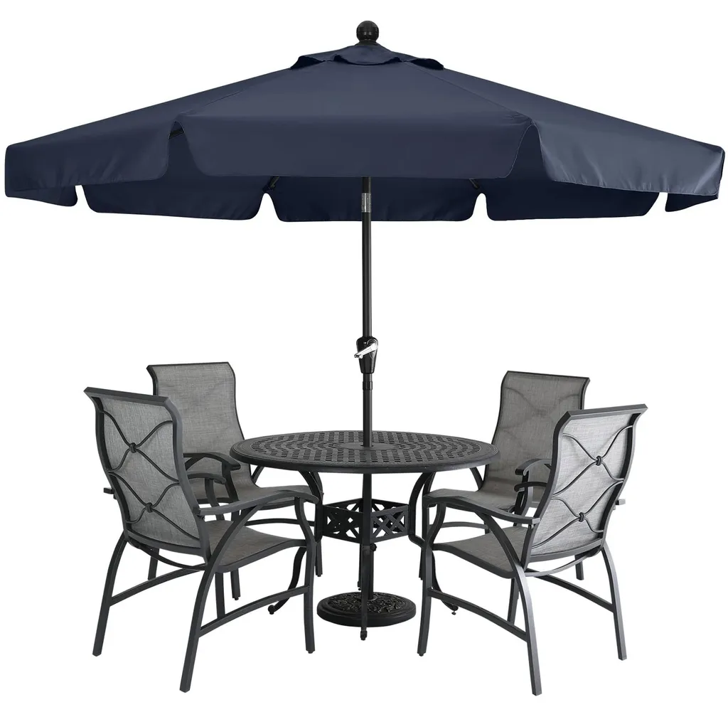 Parasol 270 cm avec 8 baleines et manivelle de réglage bleu marine