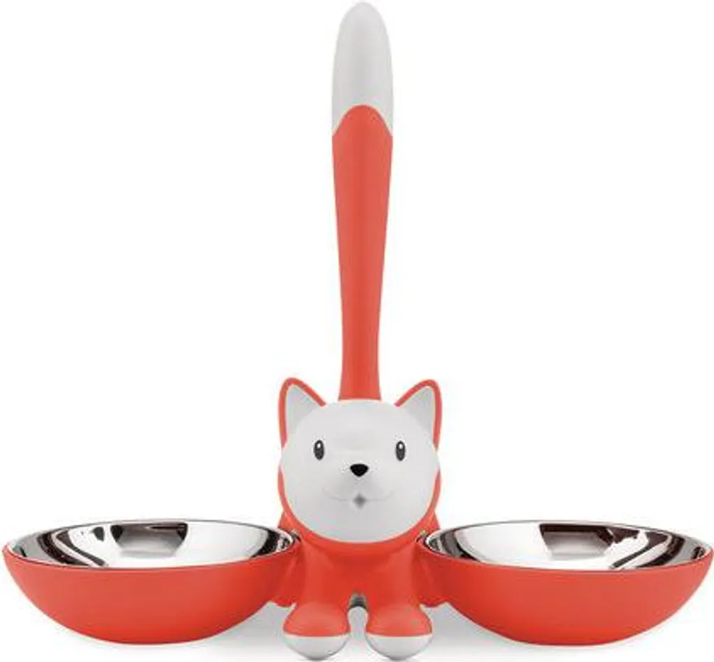 Gamelle Chat Inox Hygiénique Alessi Tigrito Rouge Anti-Dérapante et Design