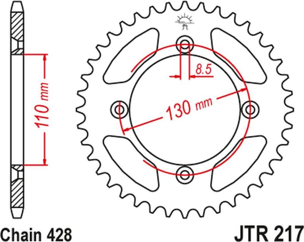 Jt Hinteres Ritzel 249 49 Für Honda Cr80 '86-02', Cr85 Produktbild 